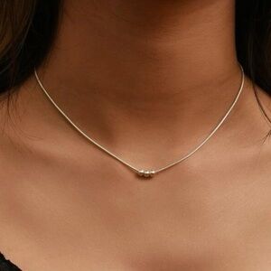 Silver Plated Metal Bead Necklace